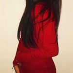 Red Long Sleeve Mini Dress With Zipper Photo 1