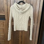 Abercrombie & Fitch VTG Y2K Cable Knit Hoodie Hooded Sweater Cream Medium Photo 5