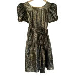 Love Shack Fancy Black And Gold Metallic Mercy Mini Dress in Midnight Vine Photo 1