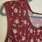 Loft  Floral Tank Top Womens Size M Sleeveless Stretch Prairie Boho‎ Burgundy Photo 4