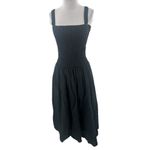 LE BOP Anastasia Smocked Dress linen blend black sz 2 Photo 2