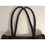 st. john's bay  Black Faux Leather Tote Bag With White Detailing Photo 6