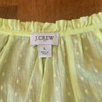 J.Crew  Blouse Large Bright Yellow w/ Swiss Dots Long Sleeve Elastic Wrist Vneck Photo 1