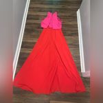 Jill Stuart Lovely Duo Gown
 red pink color block formal evening crepe dress Photo 12