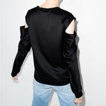 RtA Cut Out Shoulder Black Long Sleeve Crewneck Top NWT Size Large Photo 1