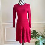 Sandro  Red Knit Long Sleeve Holiday Midi Dress Christmas size Medium Photo 5