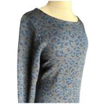 Loft Ann Taylor Classic Grey Blue Leopard Knit Sweater Tunic Dress Petite Large Photo 7