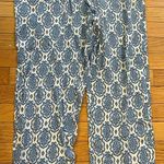 Parker NWT Stella  blue/white cropped‎ damask ikat pants golf size medium. Photo 0