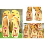 Woodies Yorkie Sandals Size 6 Heels Paw Print Throngs Long Hair Dog Pet READ Tan Photo 1