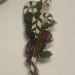 Lot Of 3 Gold Tone Christmas Holiday Brooch Pins Gift Box / Angel / Candy Cane Photo 2