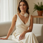 Elegant Cream sheer lace flower on pearl choker. New White Size undefined Photo 0