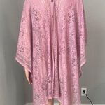 Peach pink Lace floral Open Front Kimono Beach Coverup Lightweight relaxed #211 Size undefined Photo 14