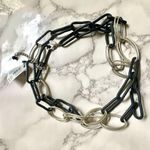 Chico's Centerstage navy and silver tone link necklace NWT Photo 2