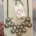 Amrita Singh Gold Gunmetal Crystal Bib Necklace Photo 0