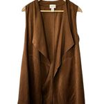 Chico's Brown Faux-Suede Draped Vest Women's Size Medium 8 Photo 1