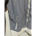 Nike  seersucker gingham jacket women size L zipper lightweight cotton blue white Photo 2