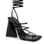 Raye Revolve -  Darryl Leather Wrap Trapezoidal Heels in Black Photo 6