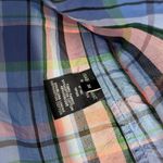 Isabel Marant  Esmee Twisted Plaid Puff Shoulder Blouse in Blue Pink Green‎ Photo 9