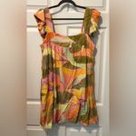 Tropical Print Ruffle Sleeve Mini Dress Pink Size L Photo 4