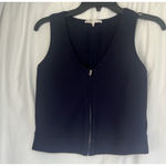 Maje  Trend Ribbed Top Chevron Summer Sleeveless Top Navy Blue Size 3 Photo 2