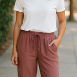 Jolt  Pink Wide Leg Pants Relaxed Fit‎ Linen Blend 7 28 Photo 0