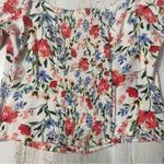 ASTR the Label Revolve Hook & Eye Square Neck Top Linen Blend Red Multi Floral S Photo 8