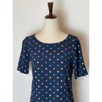 J. Jill Navy Blue Multi Color Polka Dot Rayon Short Sleeve Shift Dress Size 2 Photo 4