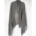 John Lewis Plaid Blanket Scarf Gray Cotton Wool Blend Metallic Fiber Fringe Photo 10