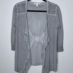 NEW Tribal Jeans Small Gray Linen Blend Open Front Waterfall Cardigan 3/4 Sleeve Photo 0