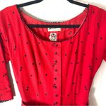 Vintage 1950s Lanz Heart Print Fit & Flare Circle Skirt Dress Size Small Red Photo 5