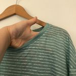 Nicole Miller NEW NWT Aqua Green White Stripe 100% Linen Boxy Short Sleeve Top S Photo 5