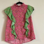 Karlie floral vintage ditzy ruffle top in pink/green Photo 3
