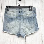 Talula Shorts Women Size 26 Light Wash Blue Denim High Rise Midi Raw Hem Zip Fly Photo 5