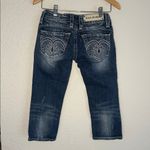 Rock Revival Capri Jeans Adele Size 25 Studded Embellished Silver Long Shorts Photo 2