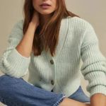 Mango MNG Ribbed Knit Aqua Green Cardigan Sweater NWT Plus 3XL Photo 7