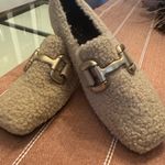 ShuShop Beige Textured Loafers with Gold Accent Tan Size 8 Photo 3