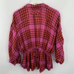 Free People Anthro We The Size XS Shirt Pacific Dawn Red Pink Plaid Ruched NEW Photo 11