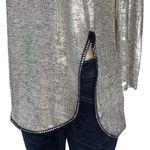 JM Collection  Womens Blouse Top Space Dye Zipper Metallic Gold Foil Petite Small Photo 6