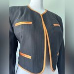 Nina Vintage ‘90s  K Black & Orange Pinstripe Cropped Open Front Blazer Photo 4