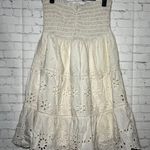 American Eagle  Outfitters White Eyelet Tiered Smocked Strapless Mini Dress Sz M Photo 0
