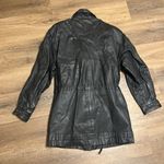 Vtg IOU leather toggle zipper black leather jacket size 6 bikercore fall mobwife Photo 9