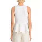 AQUA ‎ White Peplum Top Sleeveless Knit Tank Flared Hem Modern Size M Photo 1