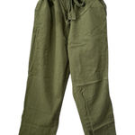 Pink Lily Olive Green Paperbag Pants with Tie Belt Size Medium Photo 0