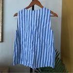 J.Crew Striped Linen Cotton Button-front Shell Tank Top Blue White NWT Size XS Photo 6