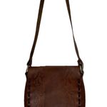 Vintage Leather Floral Tooled Shoulder Bag Saddle Bag 9x9.5 in Brown Photo 1