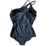 NEW LANDS' END Black Strappy One Shoulder One Piece Swim Suit Size Small (6 Photo 2