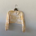 SheIn long sleeve yellow and white cropped raw hem tie dye shirt Photo 3