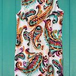 ALYX size 16 printed stretch twill dress sleeveless zip close back bright colors Orange Photo 0