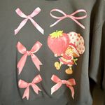 Strawberry Shortcake Sweatshirt with Bows – Retro Graphic Pullover – Size XS Gray Photo 2