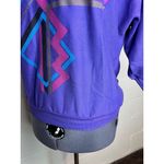 tshirt 3/4 sleeve batwing 1980s geometric purple pink blue Size L Photo 3